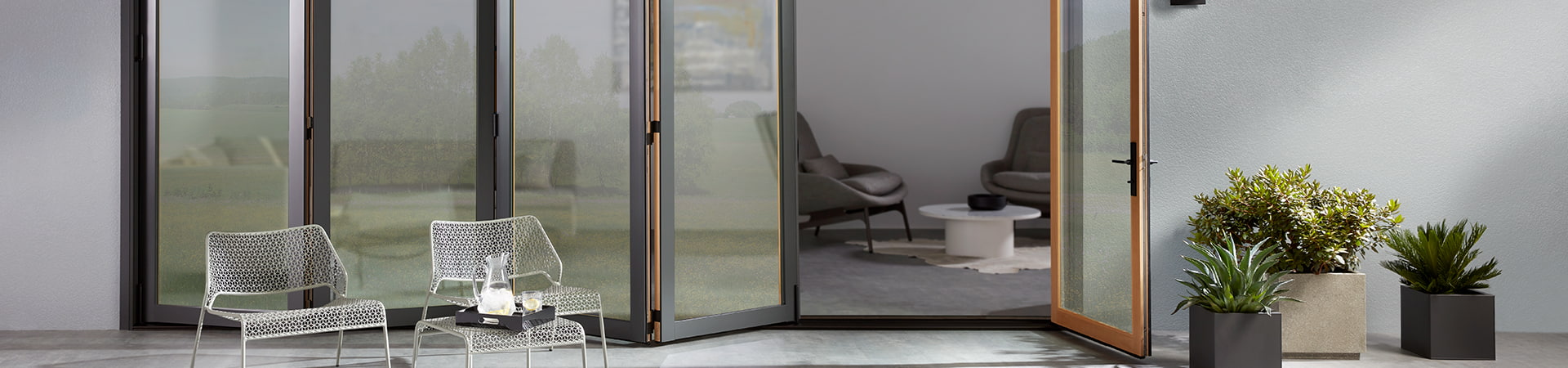 contemporary bifold patio door 1 panel on left 4 panels on right