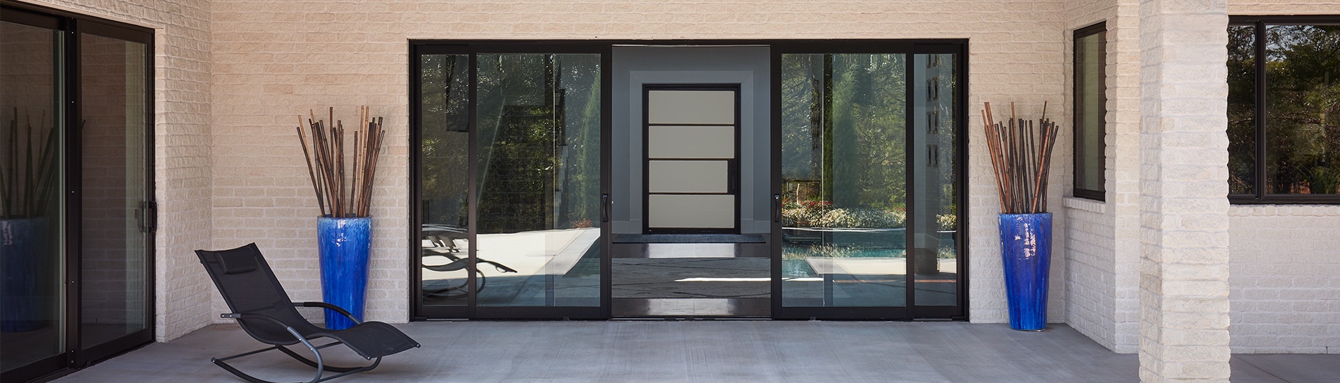 home office with green walls and pella impervia sliding patio door