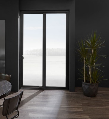 impervia sliding patio door dark kitchen light outside